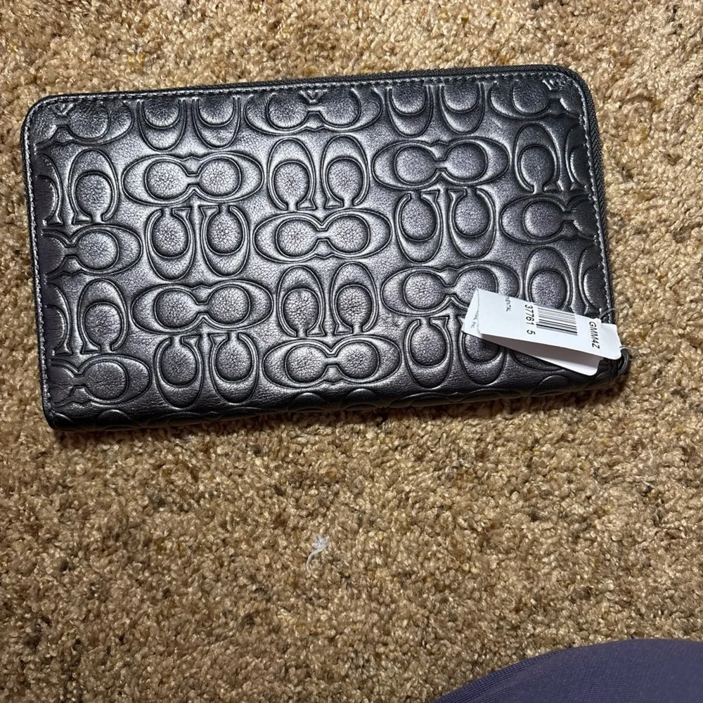 Coach Charcoal Embossed Zip Wallet - Picture 2 of 3